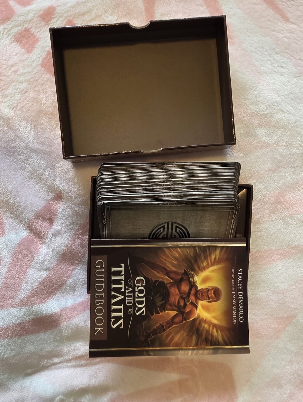 Gods and Titans Card Guidebook with Card Deck - Brown & Gold